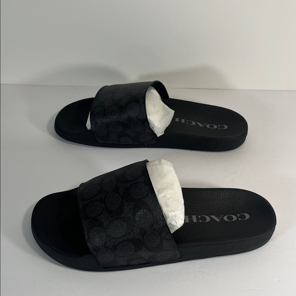 Coach Elegant Black Udele Signature Logo Slide Sandals women’s size 11 - Picture 6 of 11